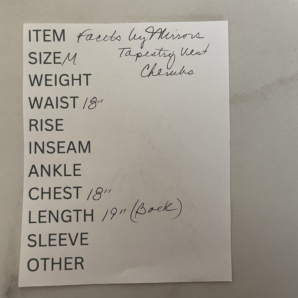 Facets by Mirrors Vintage Tapestry Vest Women M Black Cherubs Angels Satin Back - Picture 7 of 7